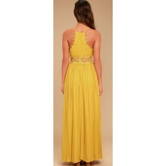 Lulu's This is Love Mustard Yellow Lace Maxi Dress Sz. XS - Picture 2 of 8